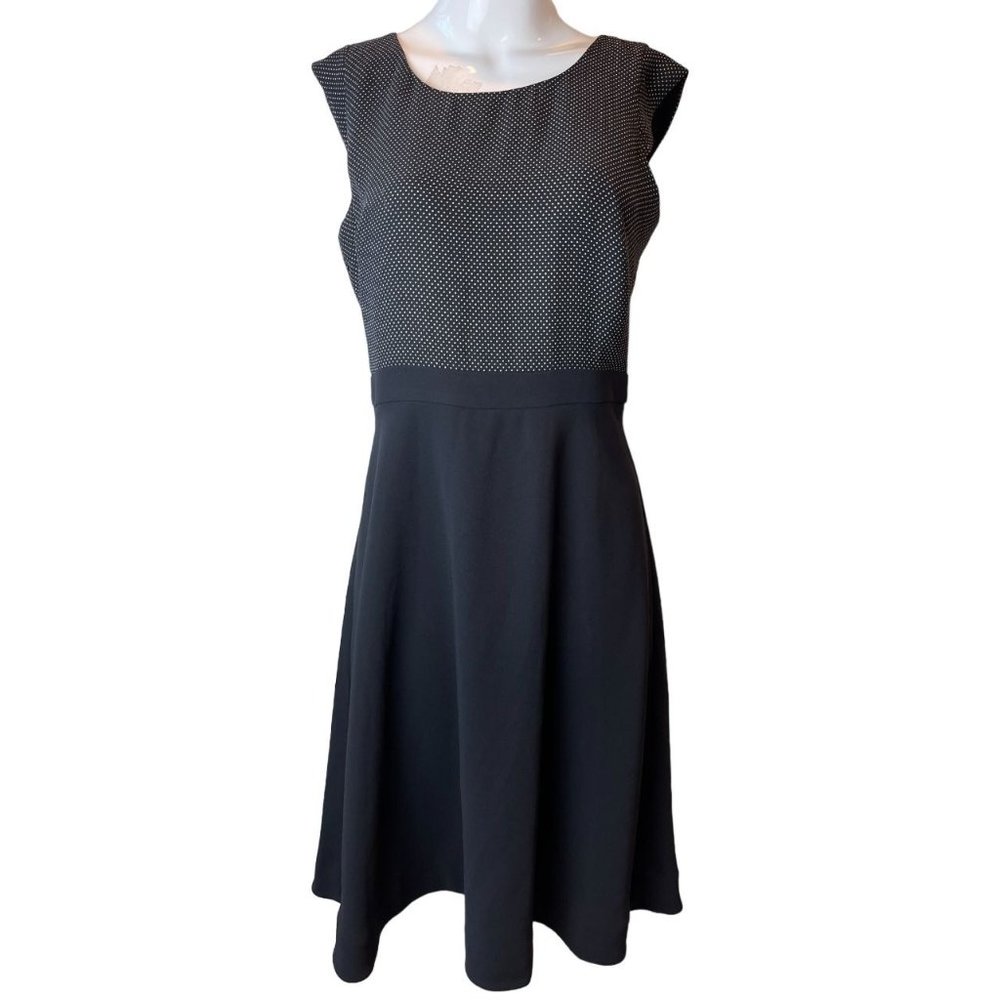 J. Crew Womens A Line Sheath Dress Sleeveless Polka Dots Back Zip Black Size 4